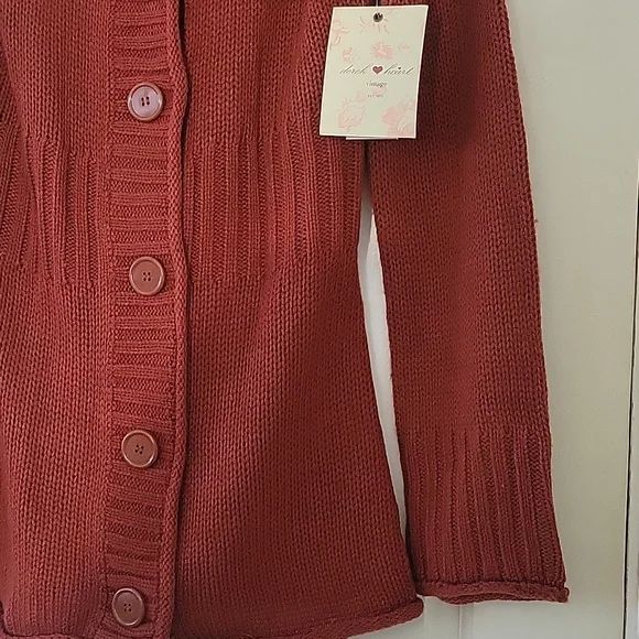 NWT DEREK HEART Button-Up Sweater w/Hood - Picture 3 of 6